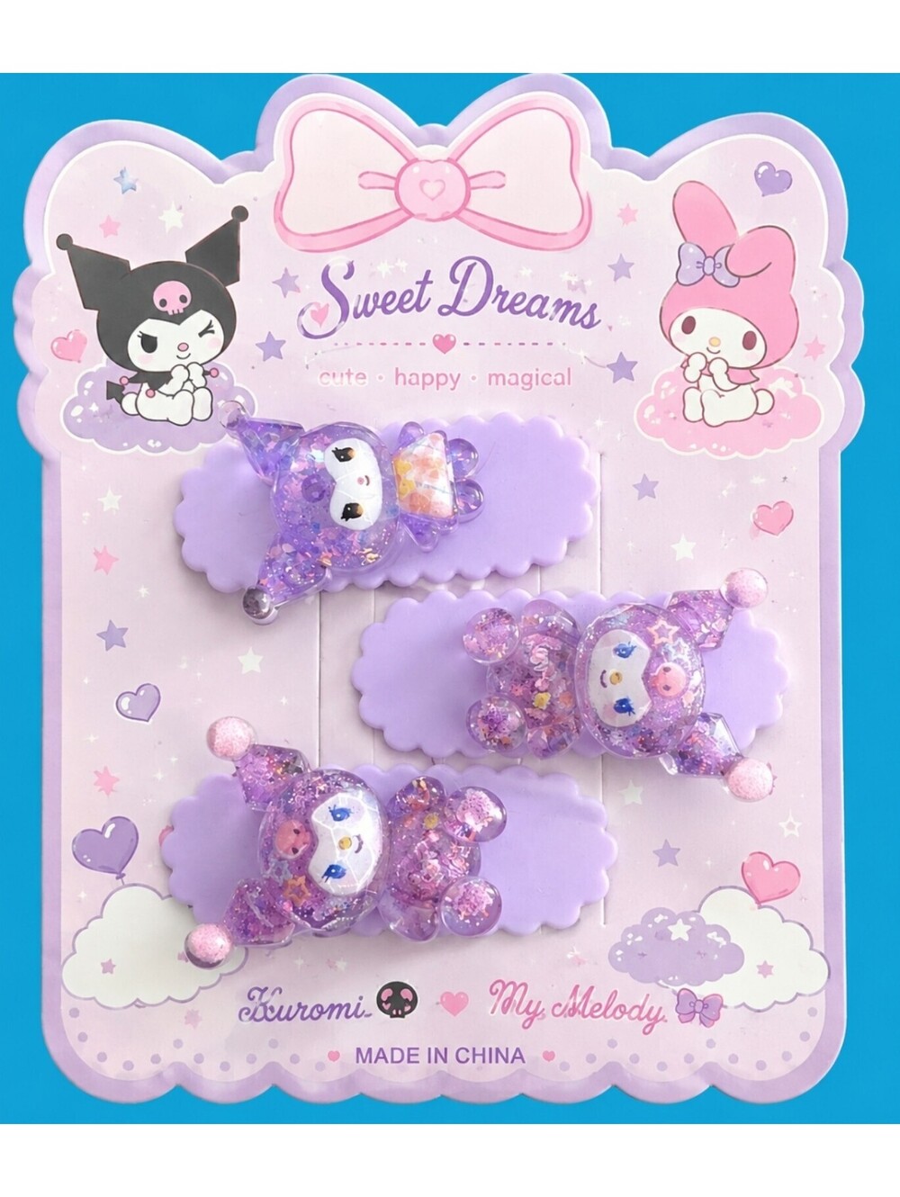 Sanrio Hello Kitty Kuromi Sweet Dreams Clips Barrettes Handmade New